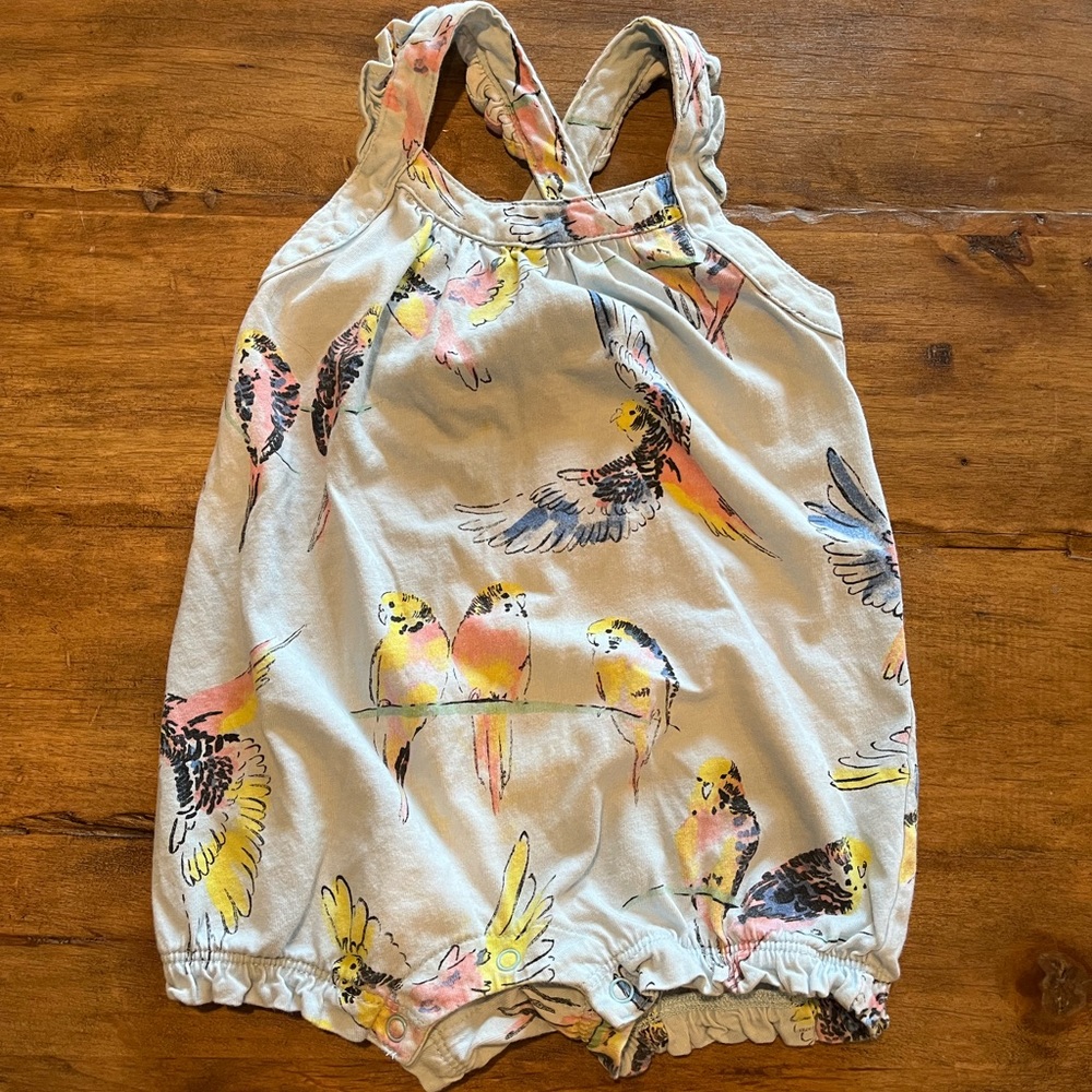 Tea Collection Lorikeet Bubble romper 12-18m.